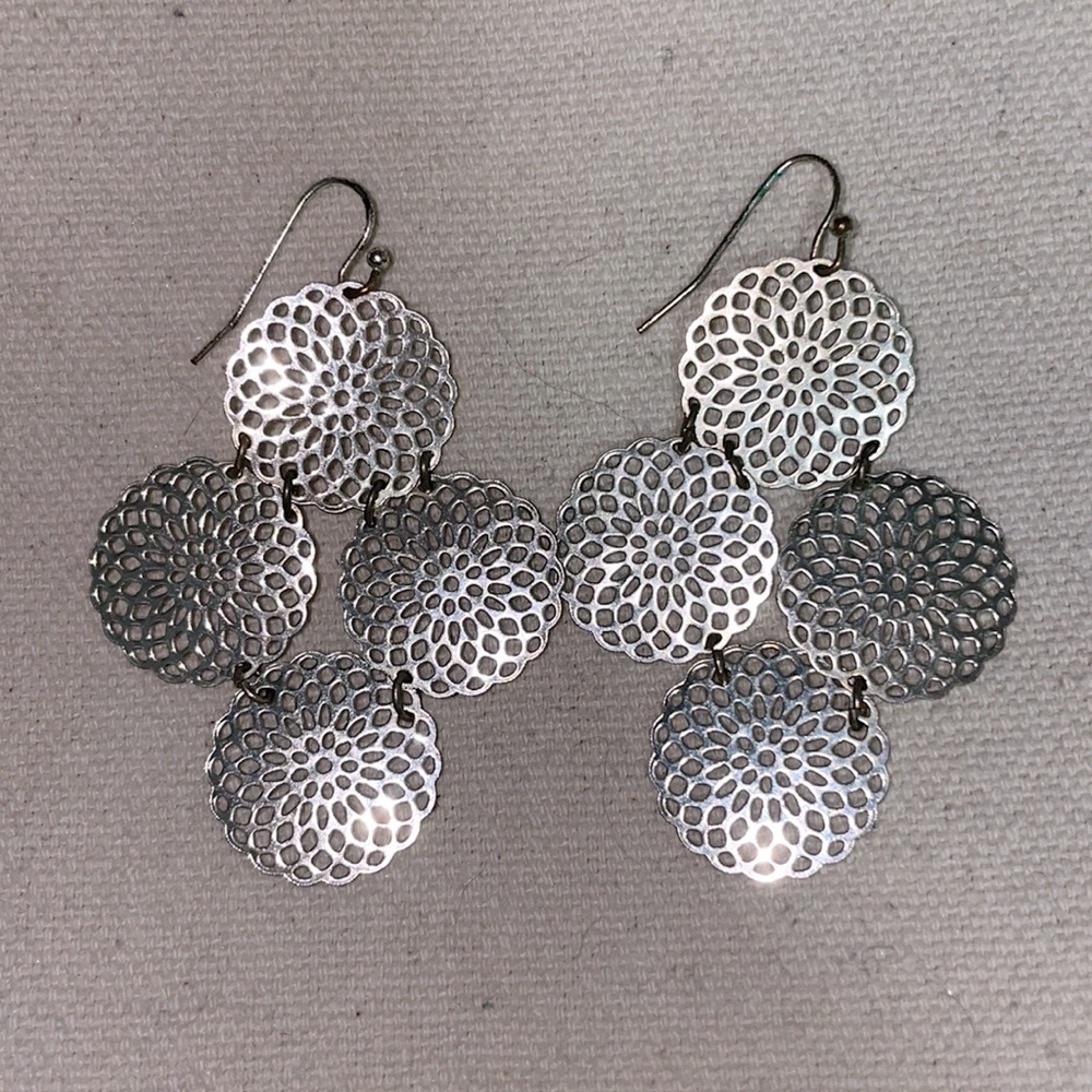 Mandala Flower Silver Earrings
